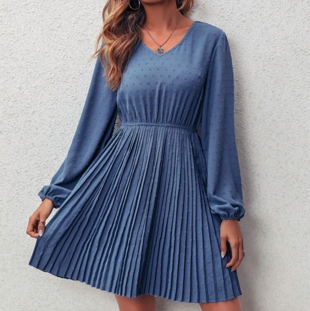 New Blue Swiss Dot Summer Dress Medium